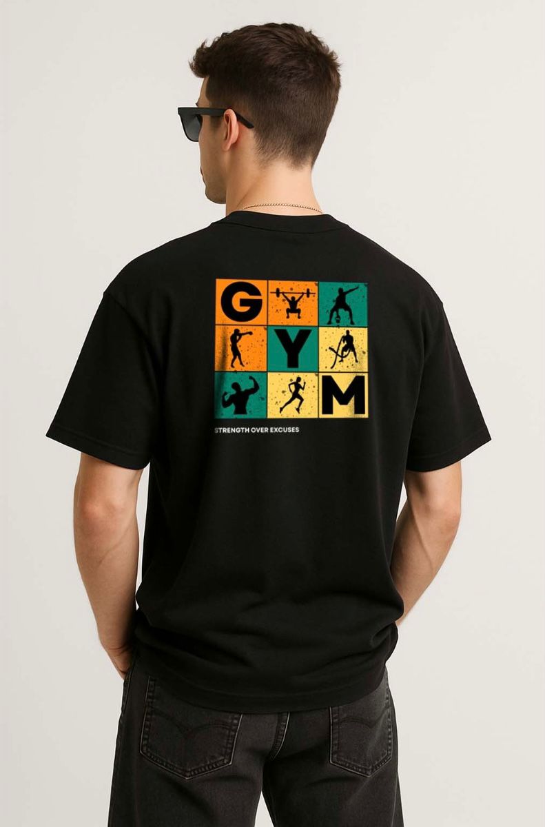 BULKR Oversized Gym T-Shirt — GYM Strength Edition (Black)