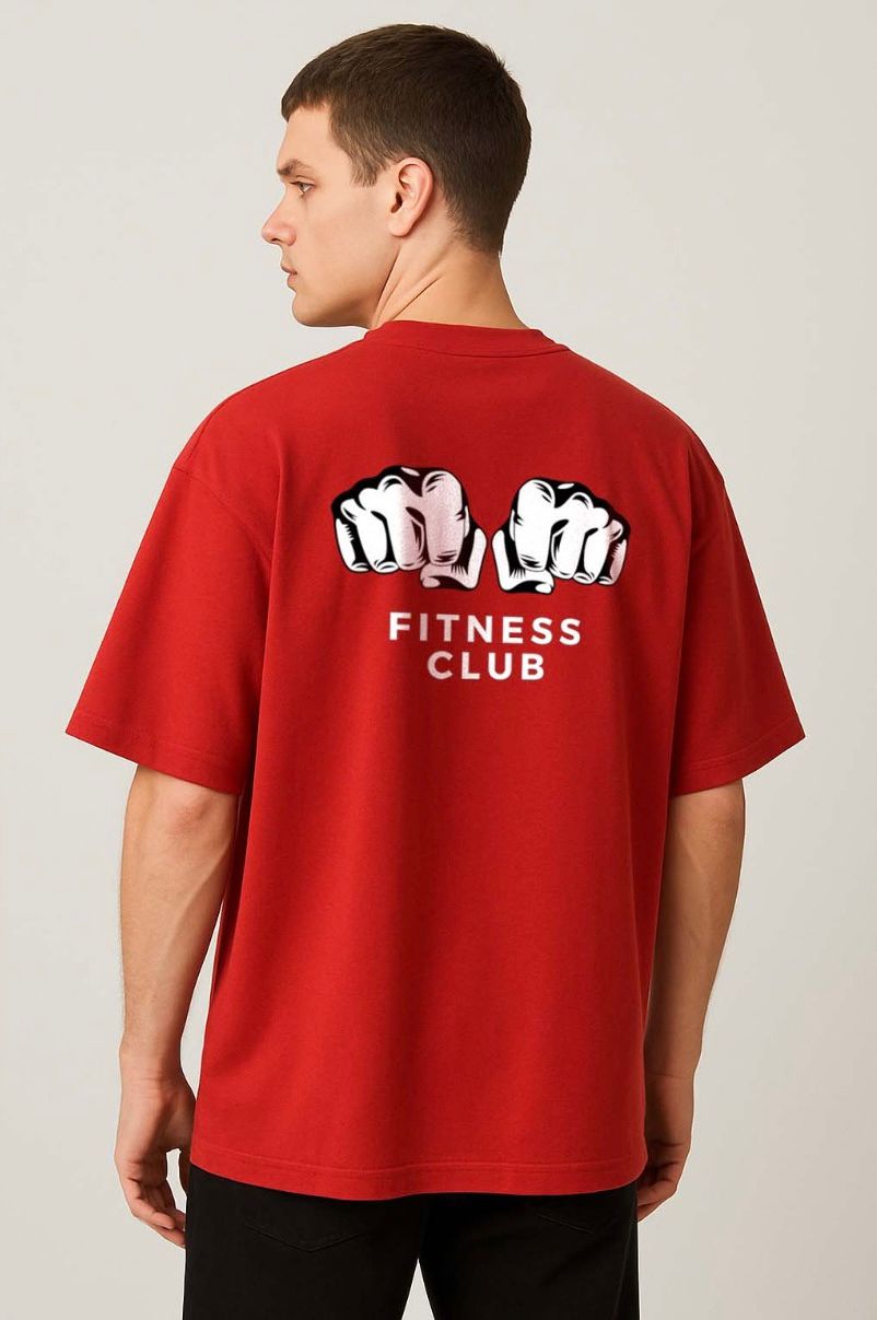BULKR Oversized Gym T-Shirt-Fitness Club(Red)