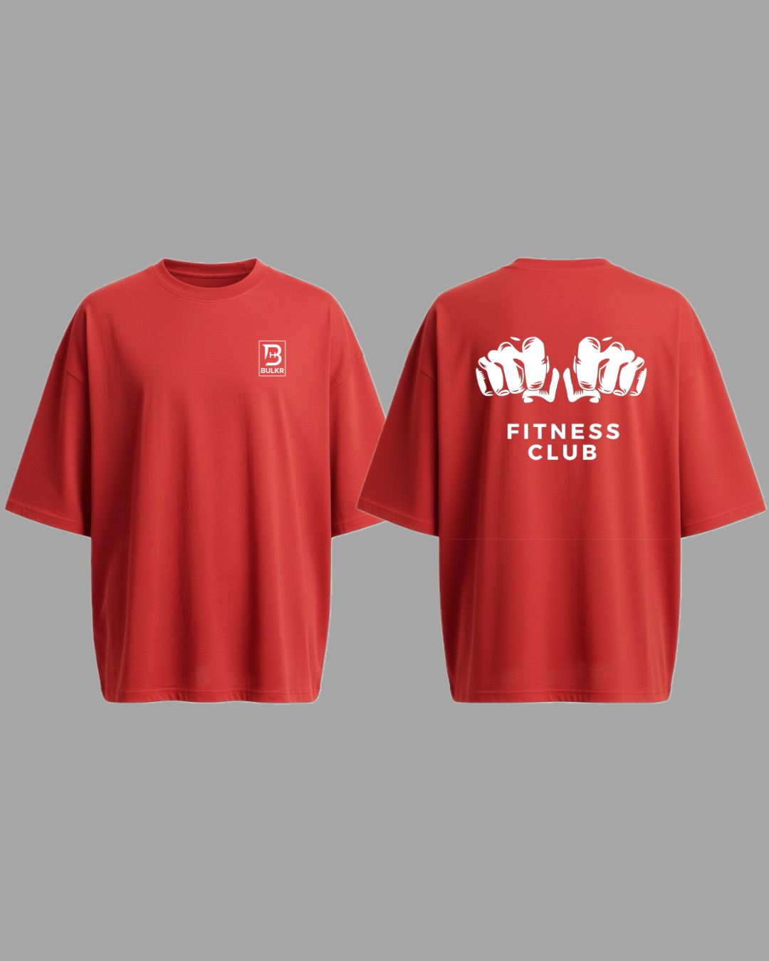 BULKR Oversized Gym T-Shirt-Fitness Club(Red)