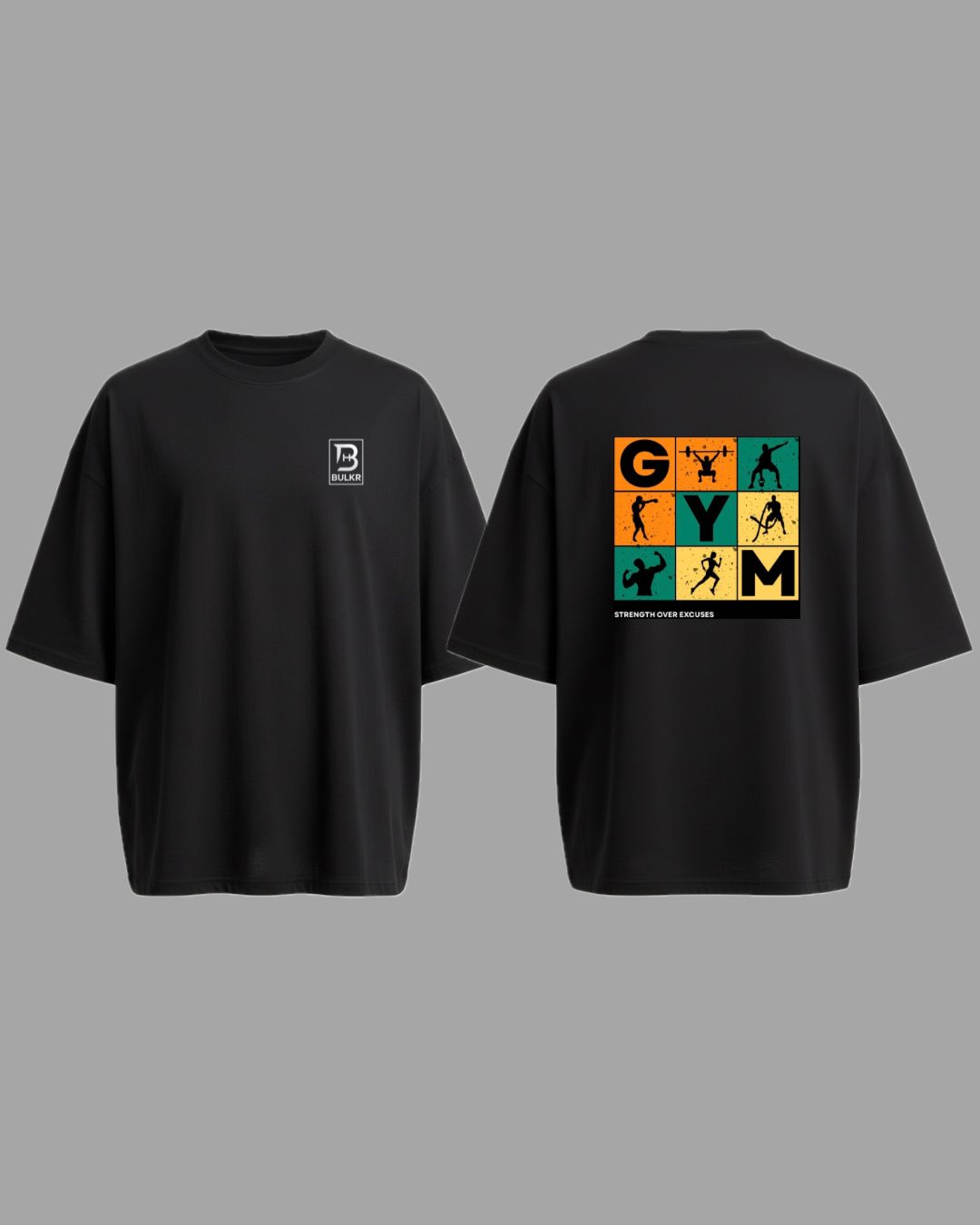 BULKR Oversized Gym T-Shirt — GYM Strength Edition (Black)